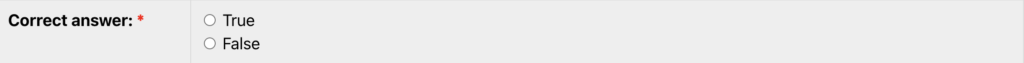 A screenshot from ChemQuiz.net showing the True/false question type in the new Question Banks feature