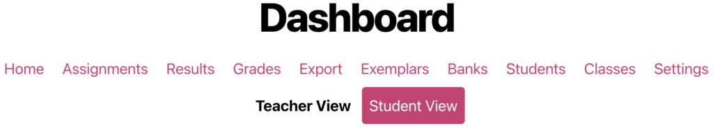 A screenshot of the ChemQuiz.net Dashboard showing the new Student View feature