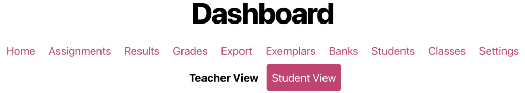 A screenshot of the top menu in the ChemQuiz.net Dashboard shows the Student View option highlighted